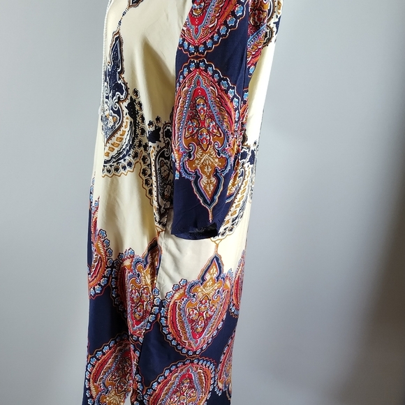 Halife Vintage EthnicStyle Printed Tassel Tie Neck Loose Fit Bohemian Medium - Picture 8 of 16